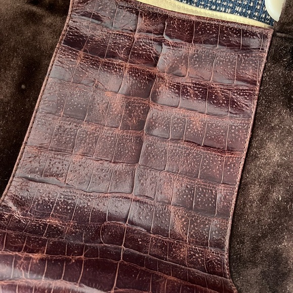 Roberto Vascon Lucite Handled, Brown suede and gold leather handbag. - Picture 3 of 9